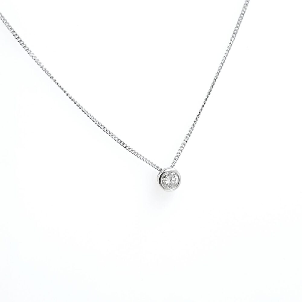 κολιέ λευκόχρυσο Κ18 - διαμάντι 0.13ct