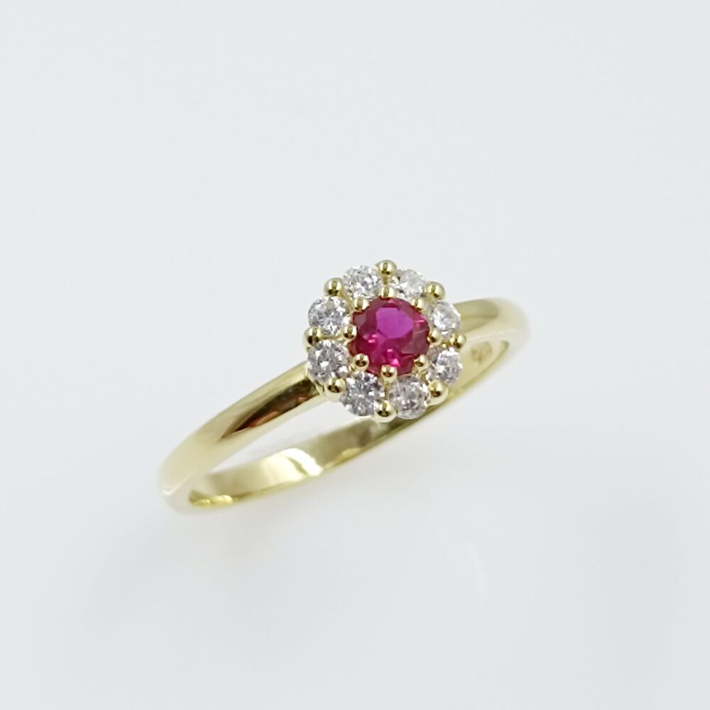 δαχτυλίδι ροζέτα χρυσό Κ14 με ζιργκόν