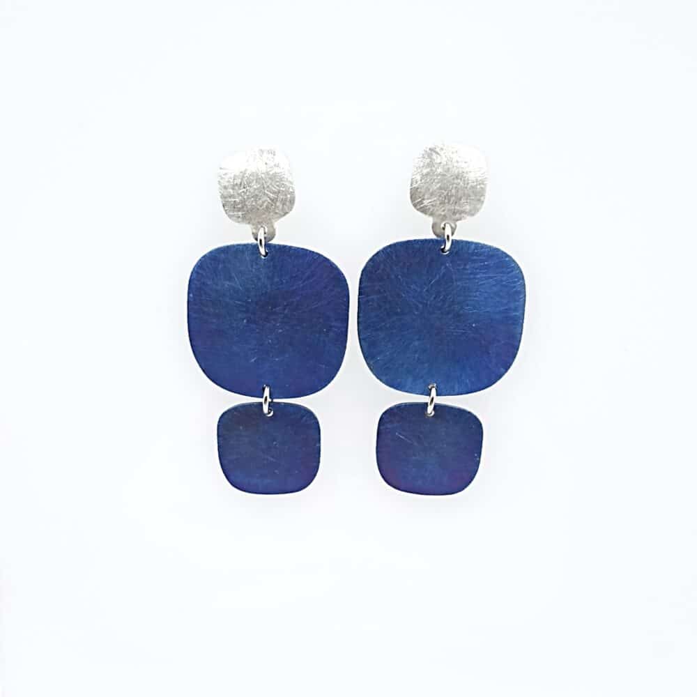σκουλαρίκια ασήμι 925 & τιτάνιο μπλε χρώμα