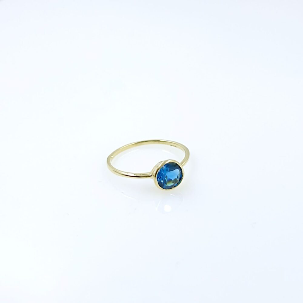 δαχτυλίδι χρυσό Κ14 με blue London topaz